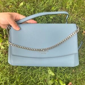Kate Spade Silver and Blue Crossbody Bag with Chain Strap